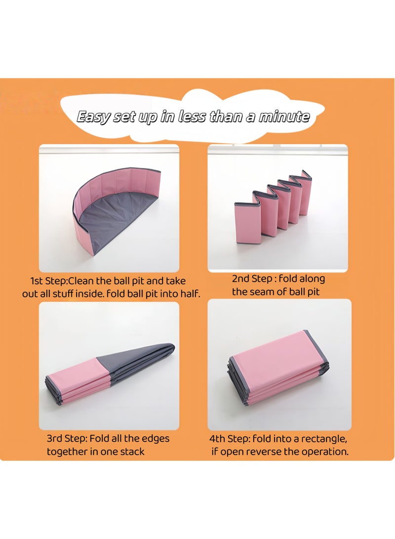 حوض كرات للأطفال، حوض كرات دائري للأطفال، حوض كرات مزدوج من قماش أكسفورد، حوض كرات قابل للطي والحمل، حوض رمل، حوض كرات للأطفال الرضع، حوض سباحة، حوض استحمام محمول، حوض استحمام للكلاب، للاستخدام الداخلي والخارجي، هدية مثالية للبنات والأولاد (الكرات غير متضمنة) - Image 3