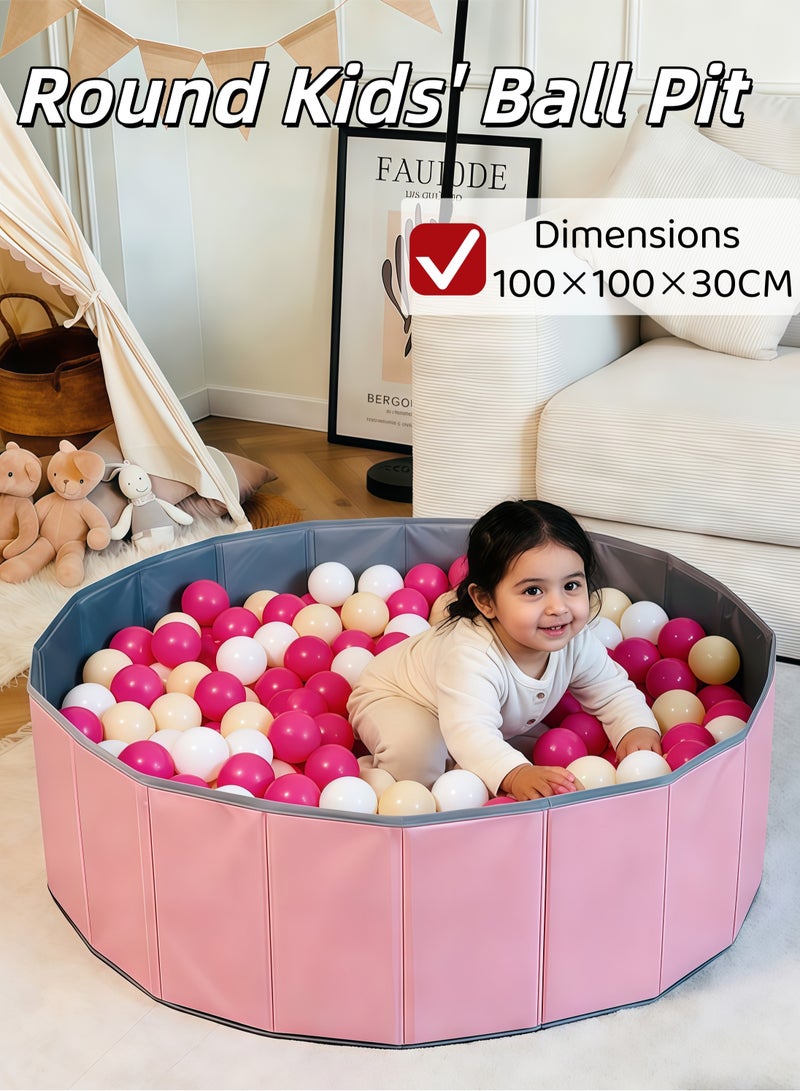 حوض كرات للأطفال، حوض كرات دائري للأطفال، حوض كرات مزدوج من قماش أكسفورد، حوض كرات قابل للطي والحمل، حوض رمل، حوض كرات للأطفال الرضع، حوض سباحة، حوض استحمام محمول، حوض استحمام للكلاب، للاستخدام الداخلي والخارجي، هدية مثالية للبنات والأولاد (الكرات غير متضمنة) - Image 1
