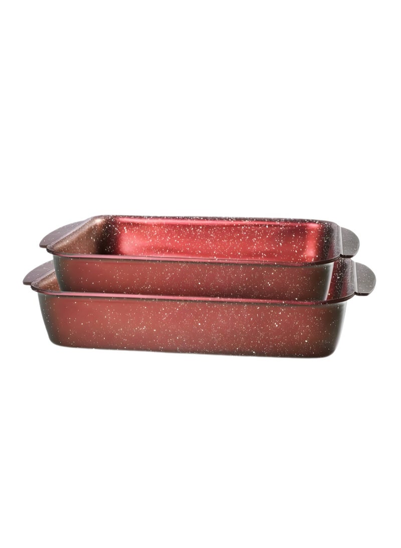 Rectangular oven casserole set  2  Piece 30 - 35 cm granite
