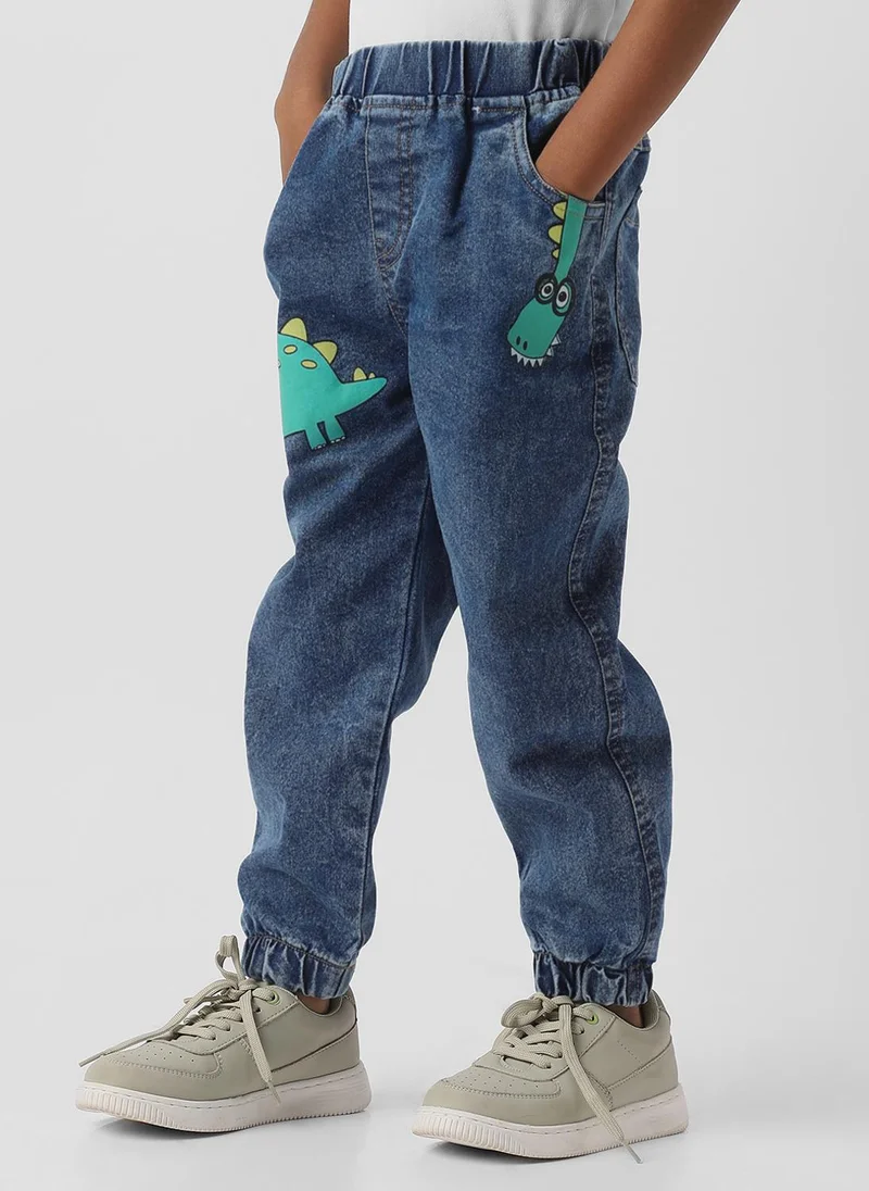 نوتيناتي Nautinati Boys Dino Graphic Print Denim Jeans