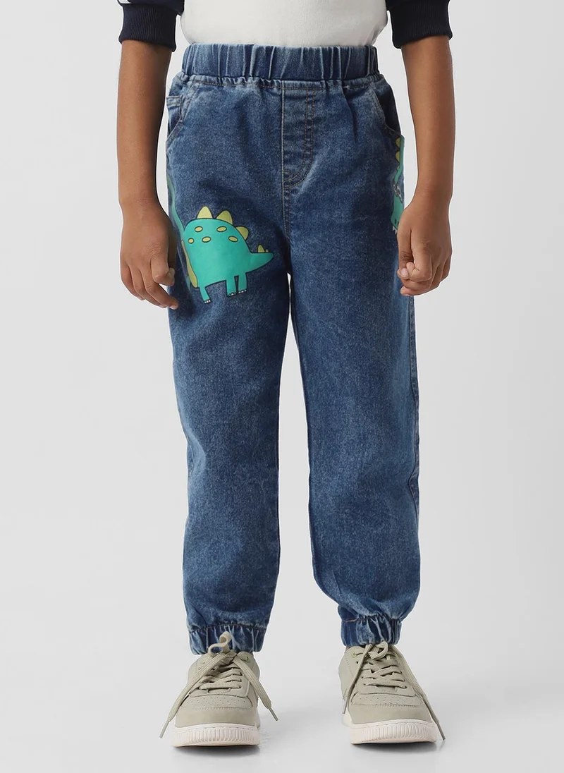نوتيناتي Nautinati Boys Dino Graphic Print Denim Jeans