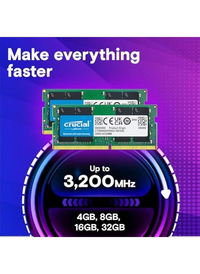 Arabest 32GB Laptop Memory Kit DDR4 3200MHz CL22 (or 2933MHz or 2666MHz) CT2K16G4SFRA32A  - Image 2