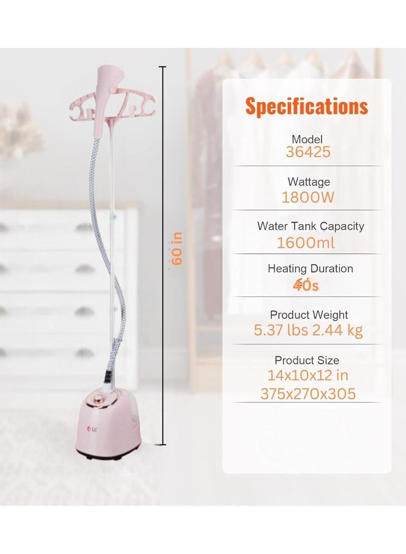 Garment Steamer for Clothes 1800W with Height Adjustable, 40 Second Heating Time, Heat Insulated Steam Hose  - Image 5