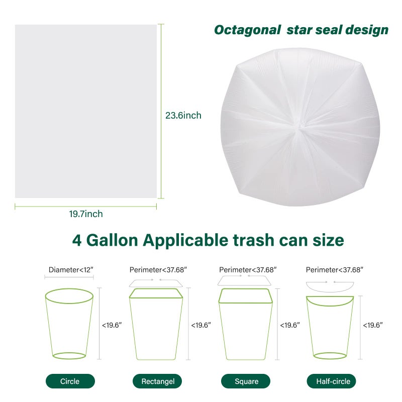 Inwaysin 4-6 Gallon Small Trash Bags Biodegradable 180 Counts, Ultra Thick & Strong 4 Gallon Trash Bag, Unscented Small Garbage Bags, Easy Tearing Waste Basket Liners for Bathroom, Bedroom, Office - Image 5