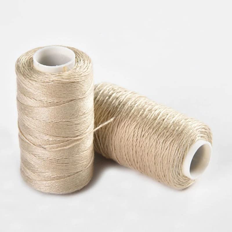Funyn 3 Rolls Hair Weaving Thread Cotton Sewing Thread Making Wig Clips in Hair Extension Hair Salon Weft Thick Thread with 3 Curved Needles (Beige) - Image 3