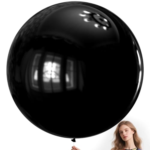 KAWKALSH Black Balloons 9pcs 36 Inch Extra Large Big Jumbo Giant Matte Black Latex Helium Balloons for Graduation Halloween New Year Anniversary Birthday Retirement Party Decorations - Image 1