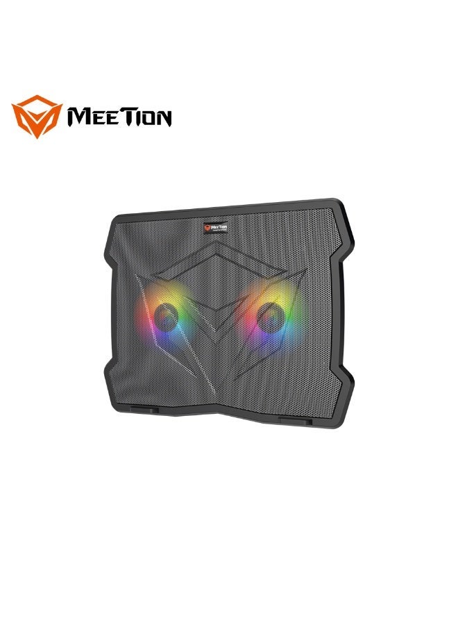 ميشين قاعدة تبريد للألعاب Meetion CP2020، مزودة بإضاءة خلفية LED وإمكانية تعديل الارتفاع بمستويين، وتتميز بتبريد سريع وأداء هادئ ومريح. - Image 2