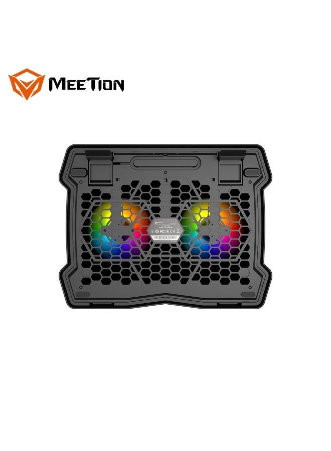 ميشين قاعدة تبريد للألعاب Meetion CP2020، مزودة بإضاءة خلفية LED وإمكانية تعديل الارتفاع بمستويين، وتتميز بتبريد سريع وأداء هادئ ومريح. - Image 4