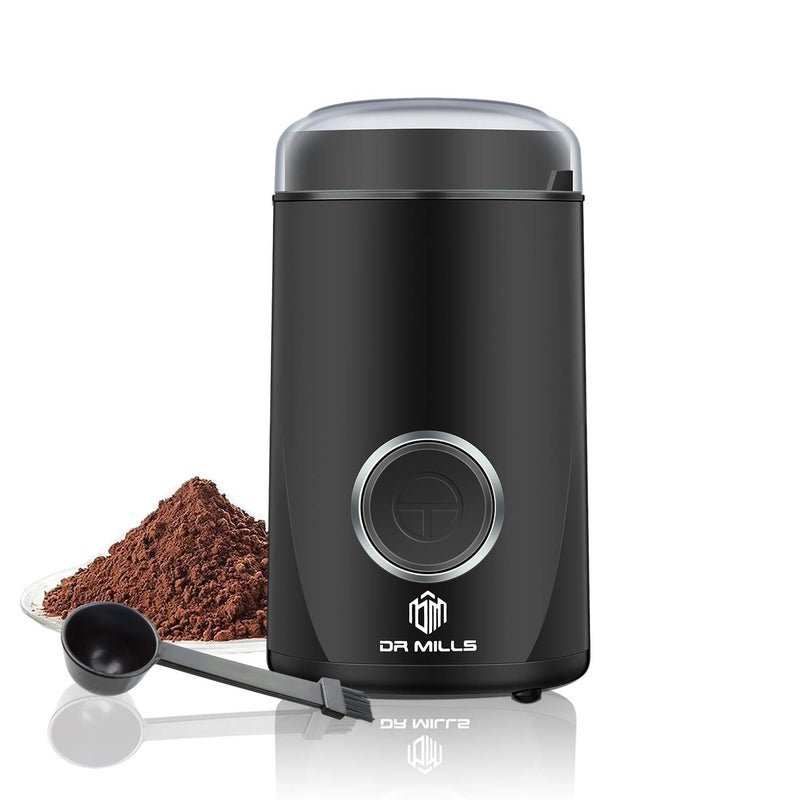 DR MILLS DM7441 Coffee Grinder Electric Coffee Bean and Dried Spice Grinder One Touch Operation Blade and cup made with SUS304 stainless steel Black