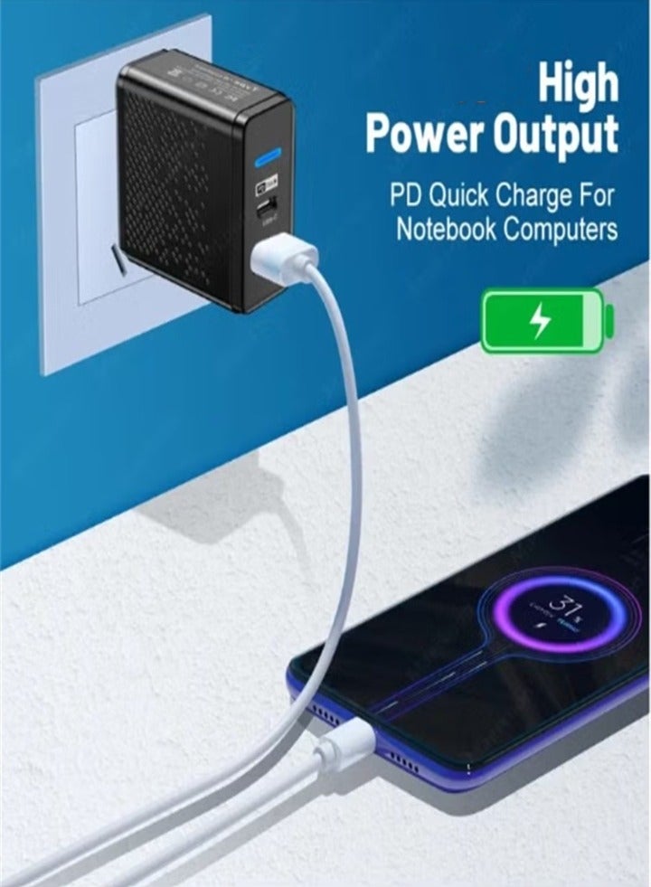 65W GaN Charger USB C Power Adapter Dual Type A and Type C Wall Charging Plug GaN Compatible with Steam Deck, iPhone, iPad, Oneplus, Huawei, Lenovo, HP, Asus, Ace, Xiaomi, Samsung - Image 4