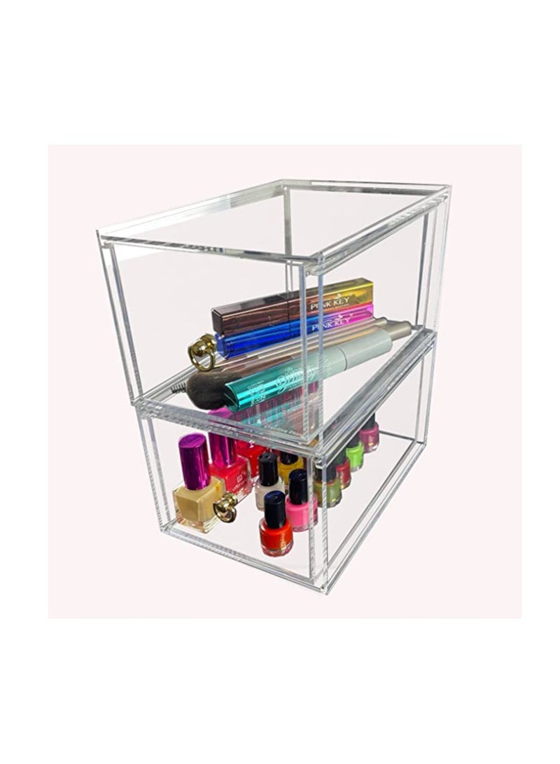 Creative Planet Acrylic Storage Organizer Drawers for Cosmetics, Sunglasses, Makeup  (2 Level XL) - Image 5