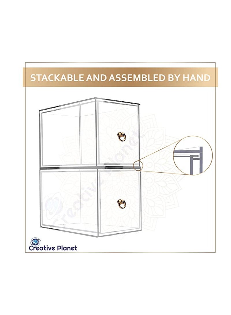 Creative Planet Acrylic Storage Organizer Drawers for Cosmetics, Sunglasses, Makeup  (2 Level XL) - Image 4