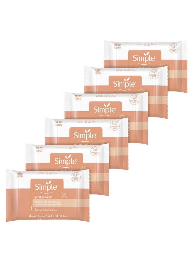 simple Imple Facial Cleansing Wipes For Stressed Looking Skin Instant Glow & Defend Face Cleansing Wipes That Brightens And Evens Skin Tone 25 Count 6 Pack  - Image 2