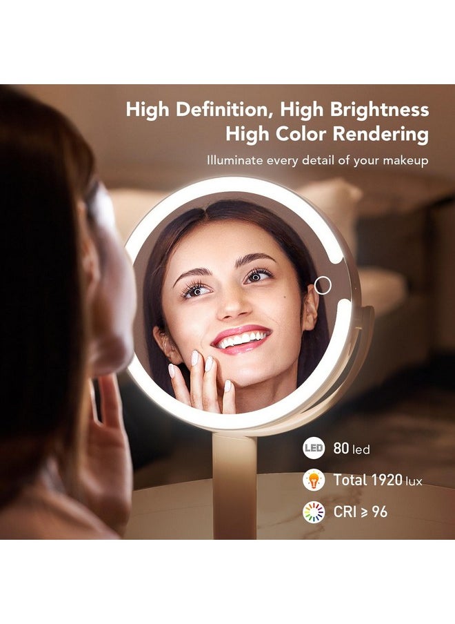 LitBear 10X Magnifying Mirror With Lights, Rechargeable 4000Mah Lighted Makeup Mirror, Adjustable Brightness Vanity Mirror With 3 Color Light, 360° Rotation Detachable 2-Sided Travel Makeup Mirror 8 In  - Image 4