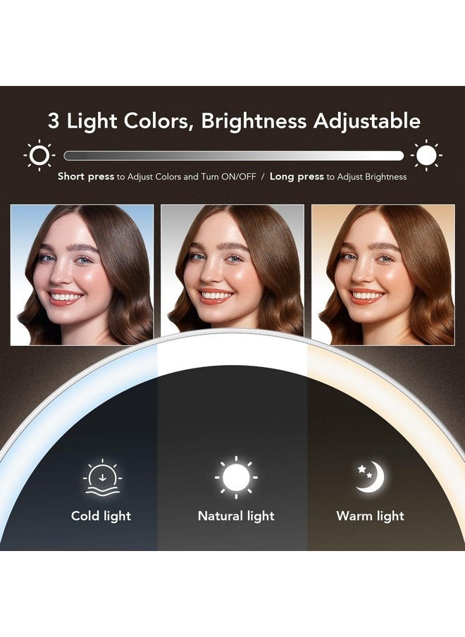LitBear 10X Magnifying Mirror With Lights, Rechargeable 4000Mah Lighted Makeup Mirror, Adjustable Brightness Vanity Mirror With 3 Color Light, 360° Rotation Detachable 2-Sided Travel Makeup Mirror 8 In  - Image 3