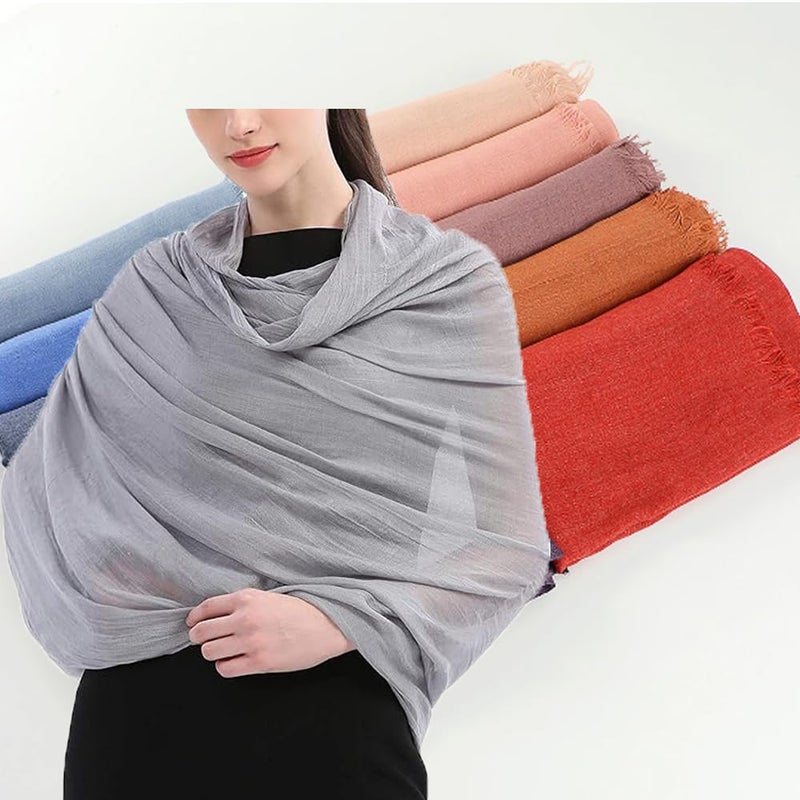 LMVERNA Plain Cotton Scarf Large Long Gauze Shawl Summer Outdoor Women Beach Scarves (Light grey) - Image 3
