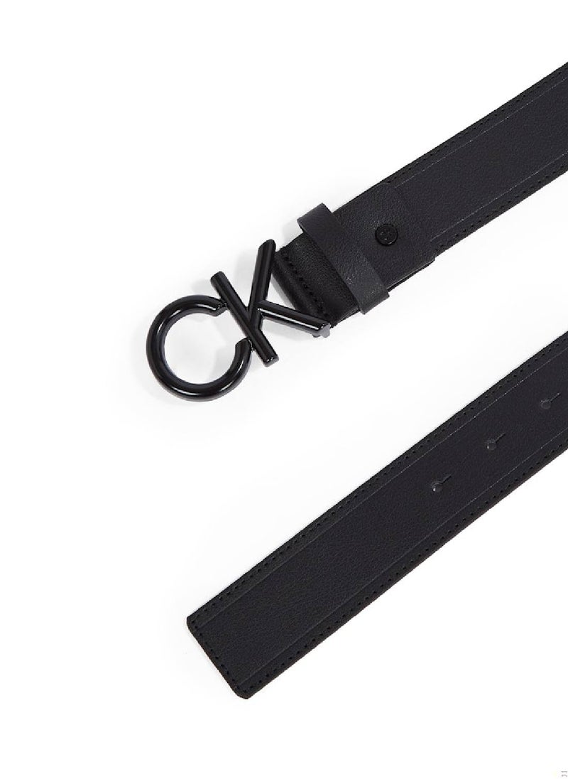 CALVIN KLEIN Men's Ck Metal Buckle Belt - Leather, Black  - Image 2
