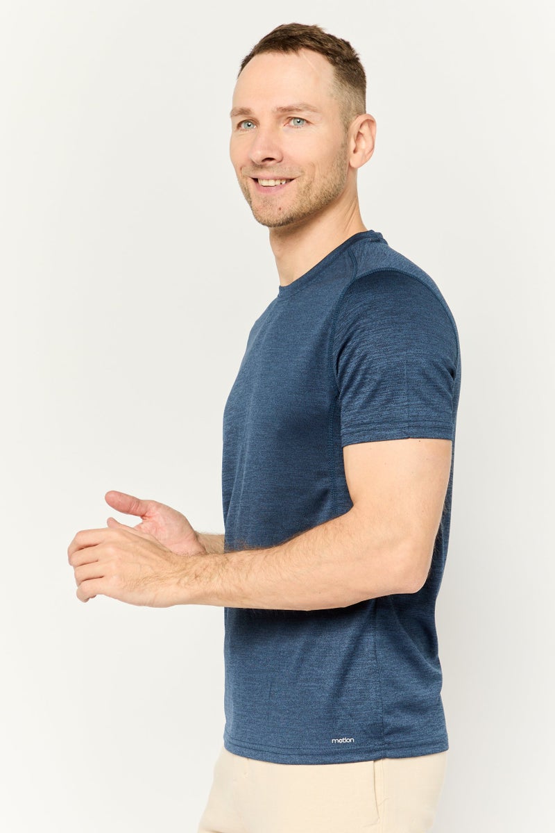 MOTION Men Sportswear Fit Short Sleeves Outdoor T-Shirt, Navy - Image 3
