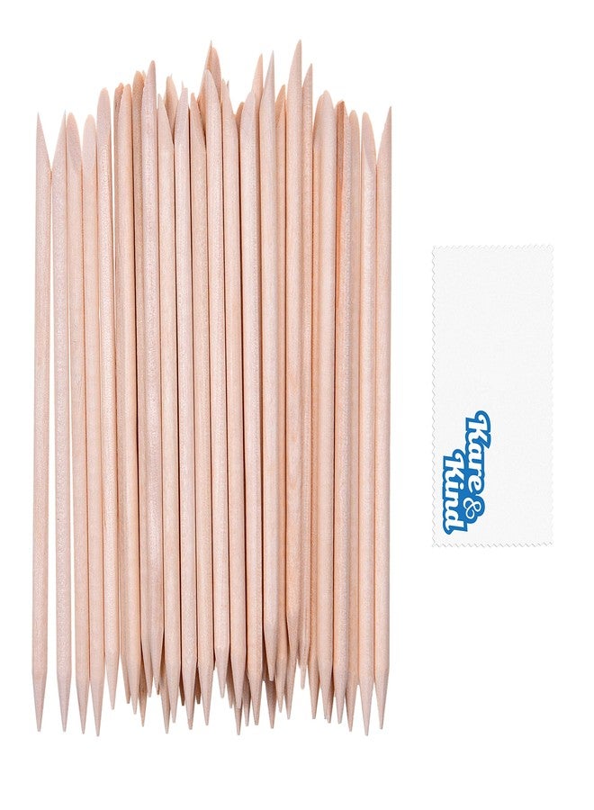 Kare Kind Kare & Kind 100x Double-Sided Orange Wood Nail Sticks - Cuticle Pusher Remover Cleaner - Manicure, Pedicure, DIY - Home, Nail Salon - for Beginners and Profesional Nail Technicians - Image 1