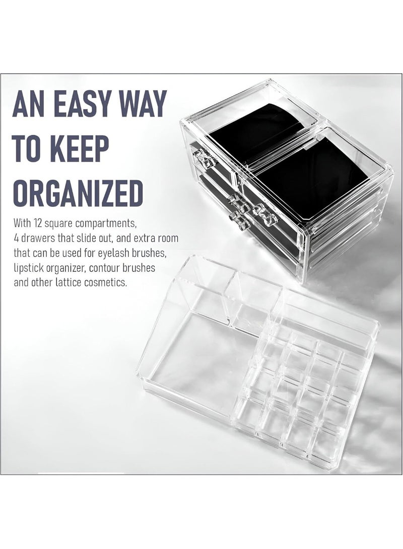 Rotating Mirror Acrylic Makeup & Jewelry Organizer – Clear, Stylish Storage for Cosmetics, Lipsticks, and Jewelry - Image 5