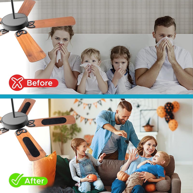 CCHEQVAN Ceiling Fan Air Filter -10 Pack Activated Coconut Shell Carbon Unscented Air Purifier Universal Rounded Rectangle Easy-Stick Ceiling Fan Blade Filters for Home Living Room Bedroom Office - Image 4