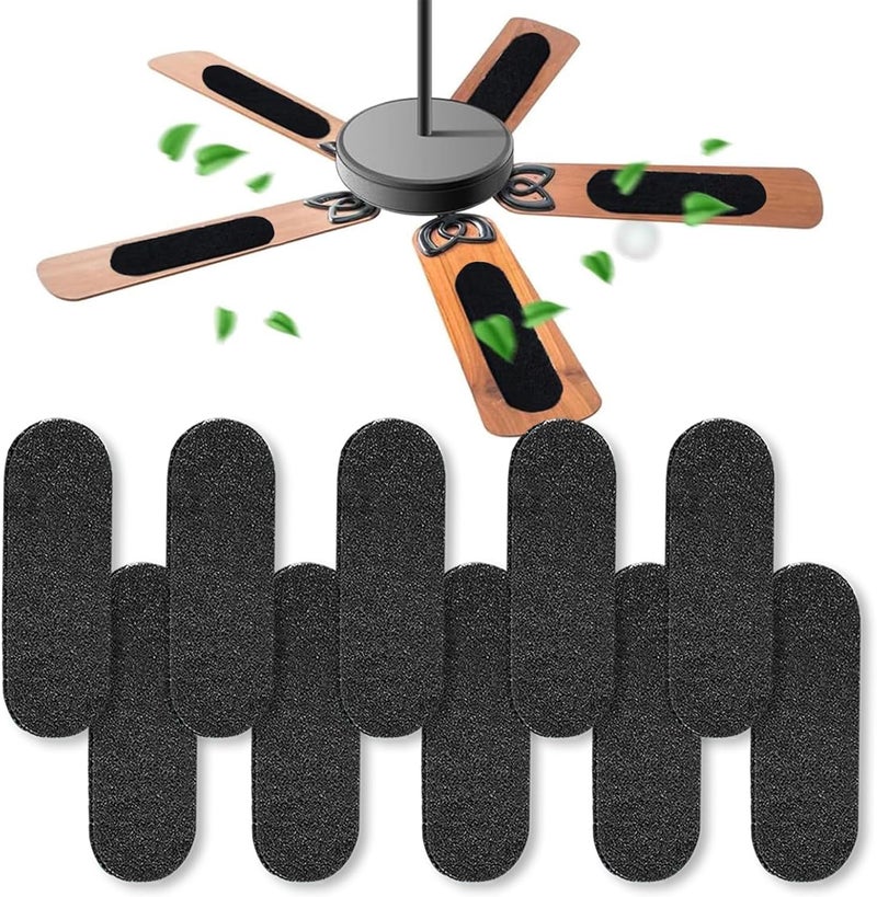 CCHEQVAN Ceiling Fan Air Filter -10 Pack Activated Coconut Shell Carbon Unscented Air Purifier Universal Rounded Rectangle Easy-Stick Ceiling Fan Blade Filters for Home Living Room Bedroom Office - Image 1