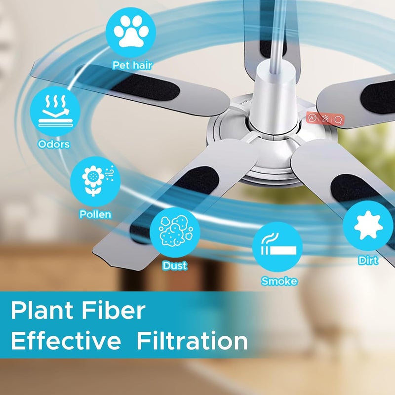 CCHEQVAN Ceiling Fan Air Filter -10 Pack Activated Coconut Shell Carbon Unscented Air Purifier Universal Rounded Rectangle Easy-Stick Ceiling Fan Blade Filters for Home Living Room Bedroom Office - Image 2