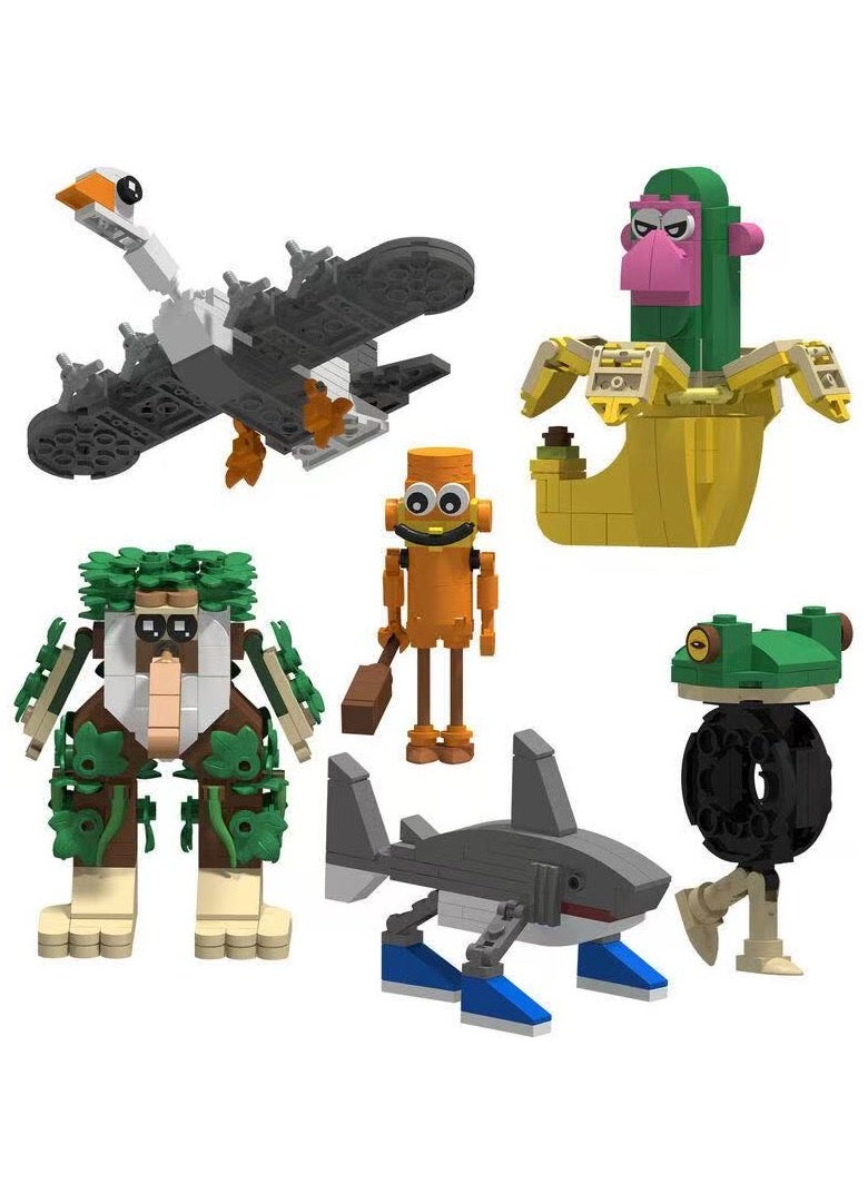 6-Piece TungTungSahur Figure Set – Shark-Themed Desktop Decor & Building Blocks - Image 1