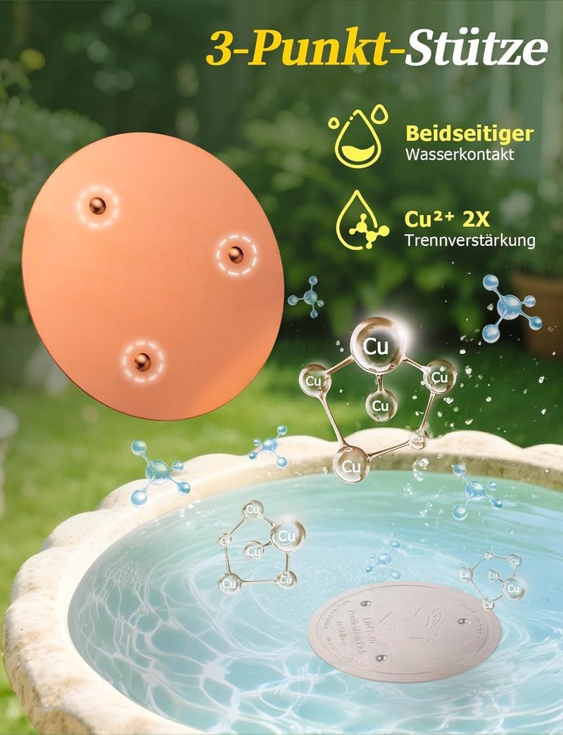 Mellbree Bird Bath Copper Disc Keep Bird Bath Clean, 99.99% 0.6 mm Pure Copper Cleaning Disc for Physical Safe Clean Water All Year Round, Universal Fit for Outdoor Bird Baths (1) - Image 4