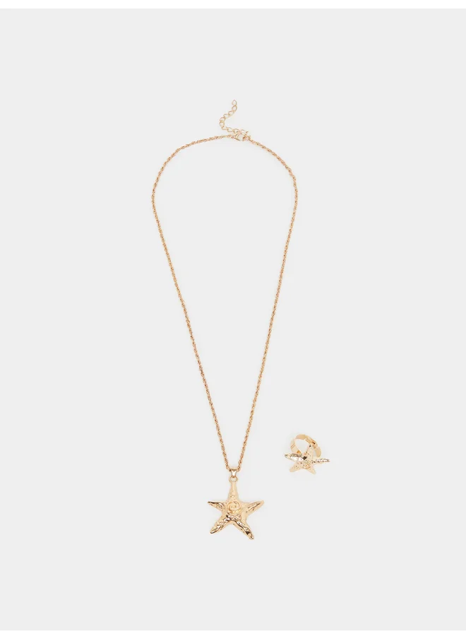 Styli Styli Set of 2 - Starfish Drop Necklace and Ring