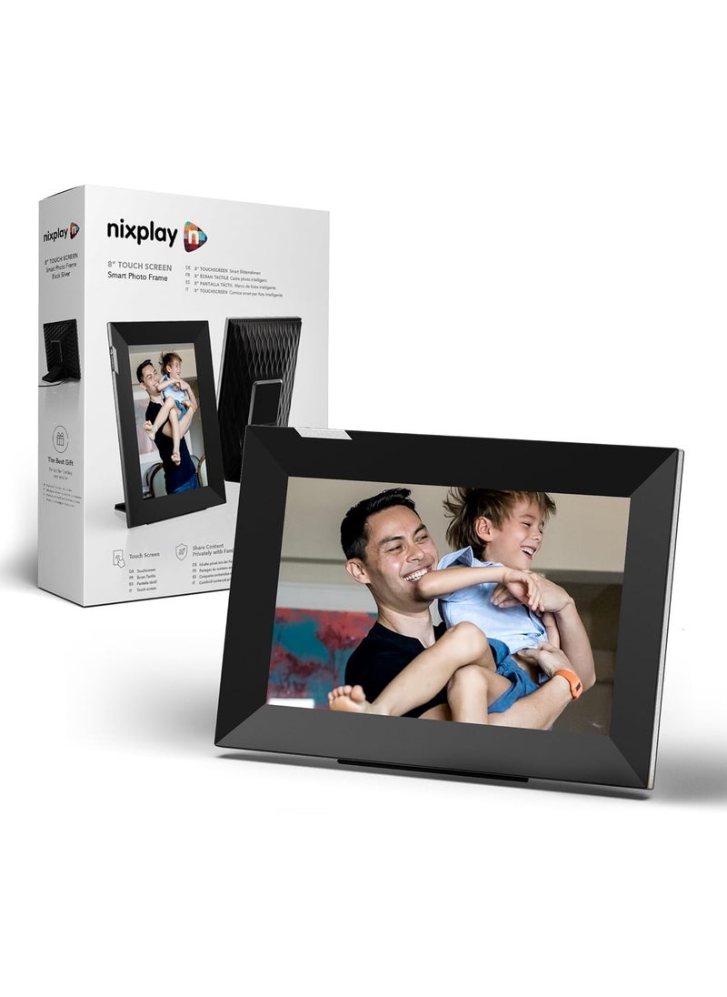 nixplay Nixplay 8 inch Touch Screen Digital Picture Frame with WiFi W08K BlackSilver Share Photos and Videos Instantly via Email or App  - Image 1