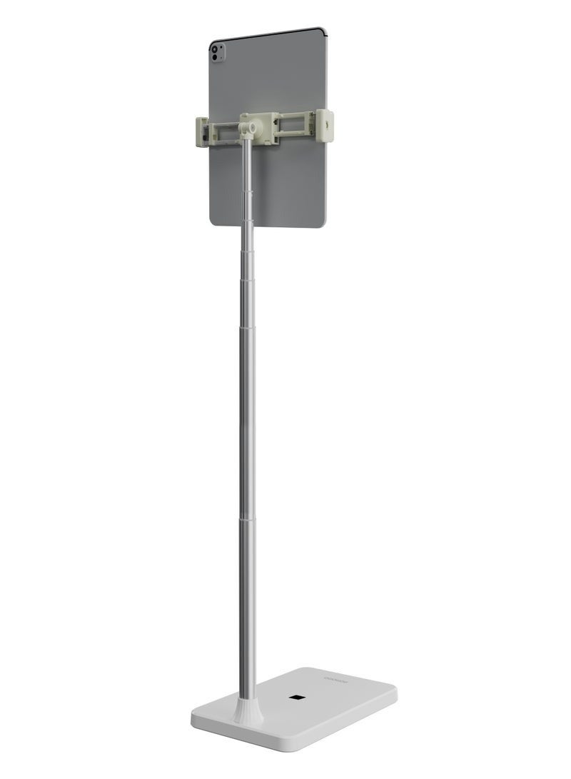 porodo Blue 360° Multifunctional Phone & Tablet Holder with Extendable Pole, Adjustable Height with Telescopic Rod, 270° Rotational Hinge, Horizontal & Vertical, 4"-11" Device Compatibility, Adjustable Viewing Angle, 90° Continuous Hovering, Overhead Stand, Stable & Secure Hold - White - Image 5