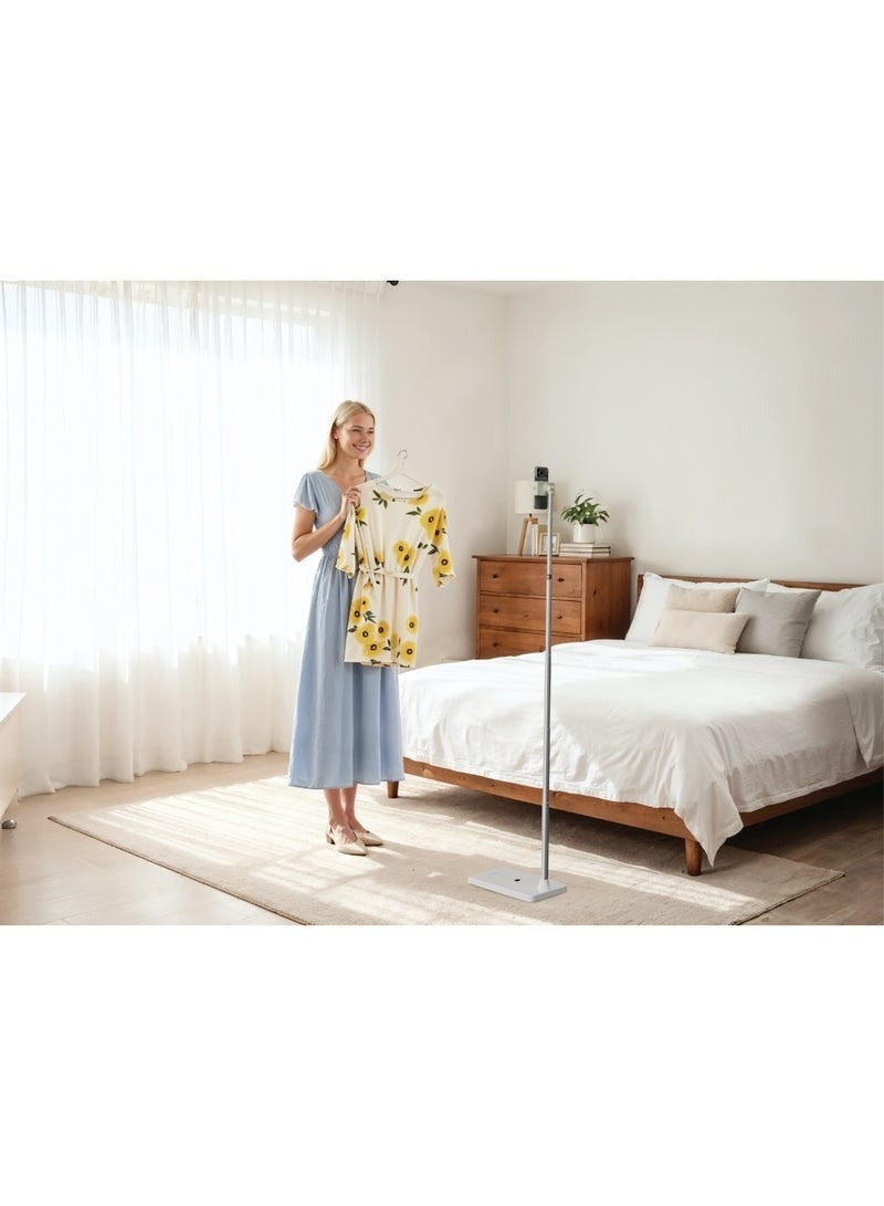 porodo Blue 360° Multifunctional Phone & Tablet Holder with Extendable Pole, Adjustable Height with Telescopic Rod, 270° Rotational Hinge, Horizontal & Vertical, 4"-11" Device Compatibility, Adjustable Viewing Angle, 90° Continuous Hovering, Overhead Stand, Stable & Secure Hold - White - Image 4