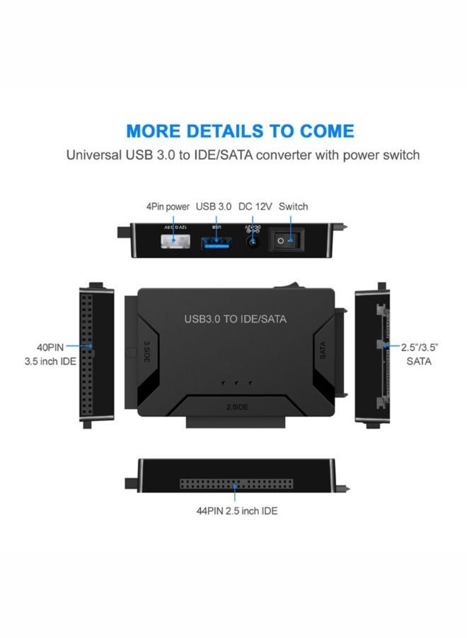 محول قرص صلب SATA إلى USB 3.0 Ultra Recovery للقرص الصلب الخارجي - قارئ عالمي لأقراص الصلب 2.5 / 3.5 بوصة / محركات الحالة الصلبة، مع محول الطاقة 12V / 2A. - Image 2