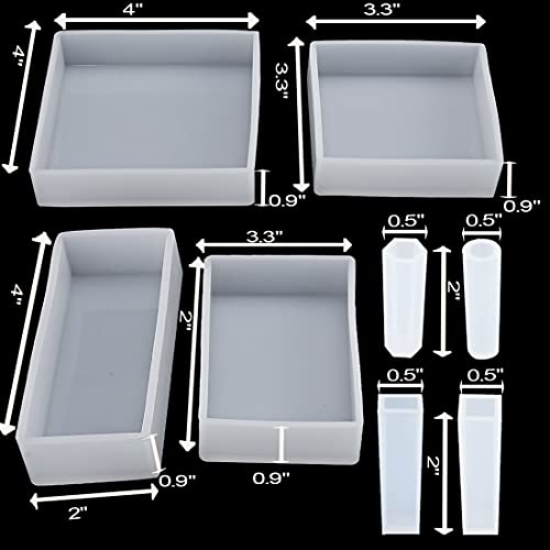 F FYJS 8PCS Resin Molds Silicone Kit,Epoxy Resin Casting Molds Square Pendant Molds,Epoxy Mold for Resin Jewelry, Paperweight, Diorama,Dried Flower Leaf, Insect Specimen - Image 4