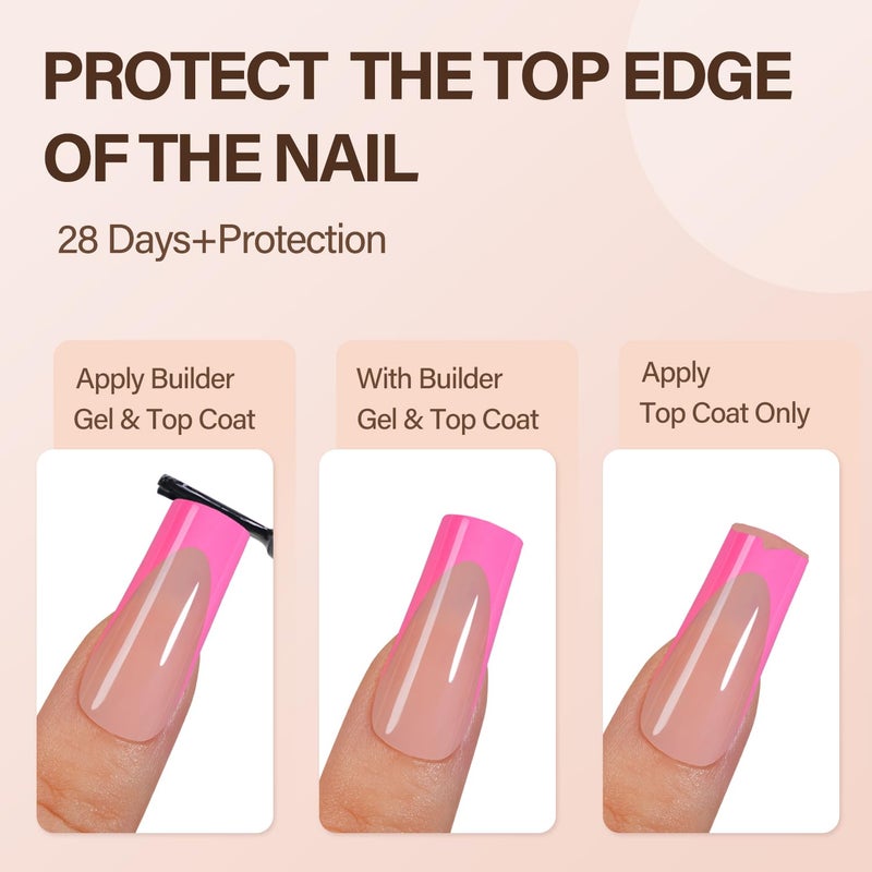 VANSIHO 150Pcs French Gel Nail Tips, Vansiho Long Square Nail Tips, Pink Pre-French Tips Press on Nails, Soak Off Soft Gel Acrylic Fake Nails for Nail Art DIY 15 Sizes - Image 5