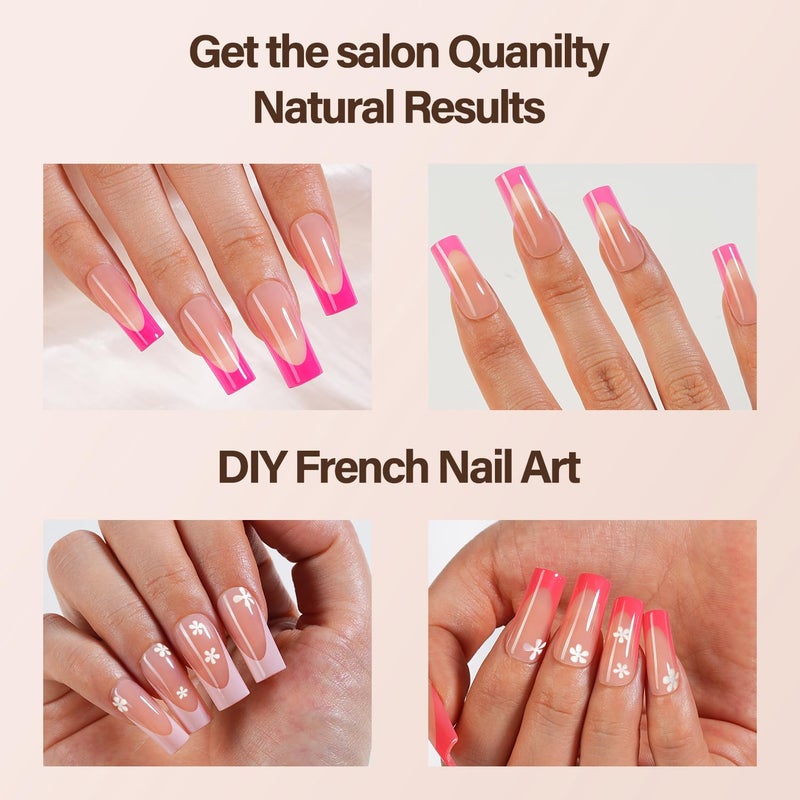 VANSIHO 150Pcs French Gel Nail Tips, Vansiho Long Square Nail Tips, Pink Pre-French Tips Press on Nails, Soak Off Soft Gel Acrylic Fake Nails for Nail Art DIY 15 Sizes - Image 4