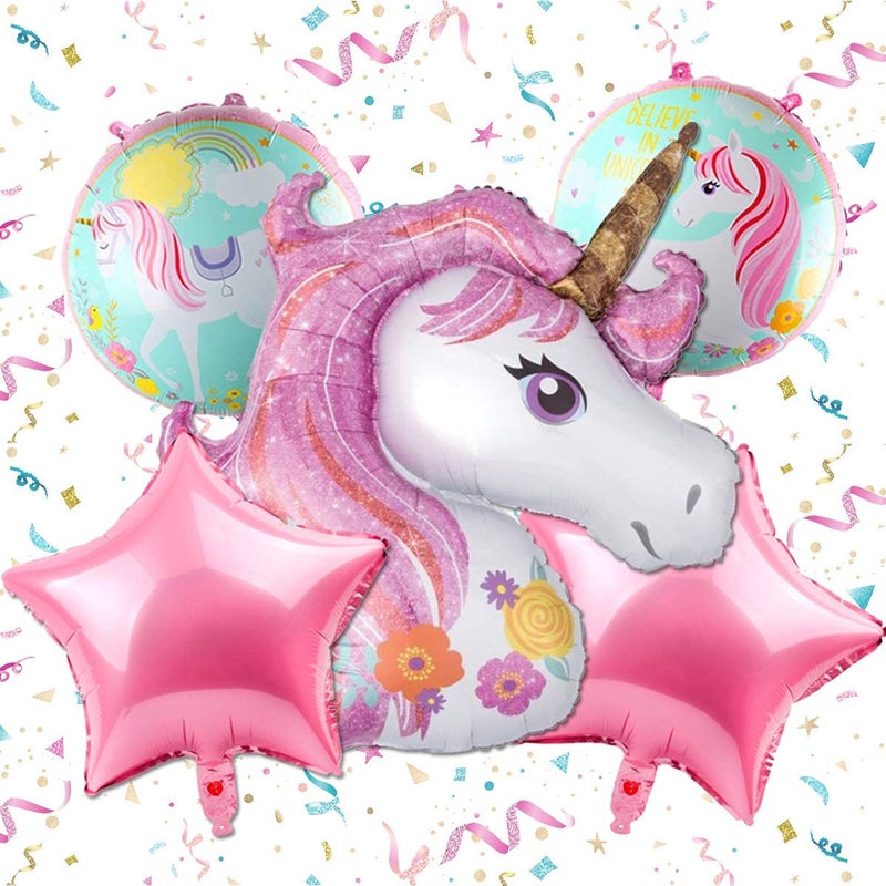 Mumoo Bear Unicorn Balloons Birthday Party Decorations  Pack of 5 Pink Unicorn Mylar Balloon for Unicorn Theme Party Supplies Baby Shower Home Office Decor Birthday Backdrop - Image 2