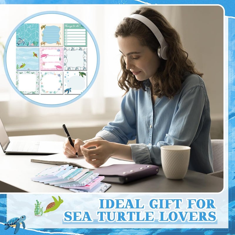 Saypacck 9 Pads Turtle Sticky Notes 3x3 Inch Cute Self Stick Notepads Notes Adhesive Memo Pad Office Decor Gifts for Students School Teacher Meeting Office Supplies - Image 4