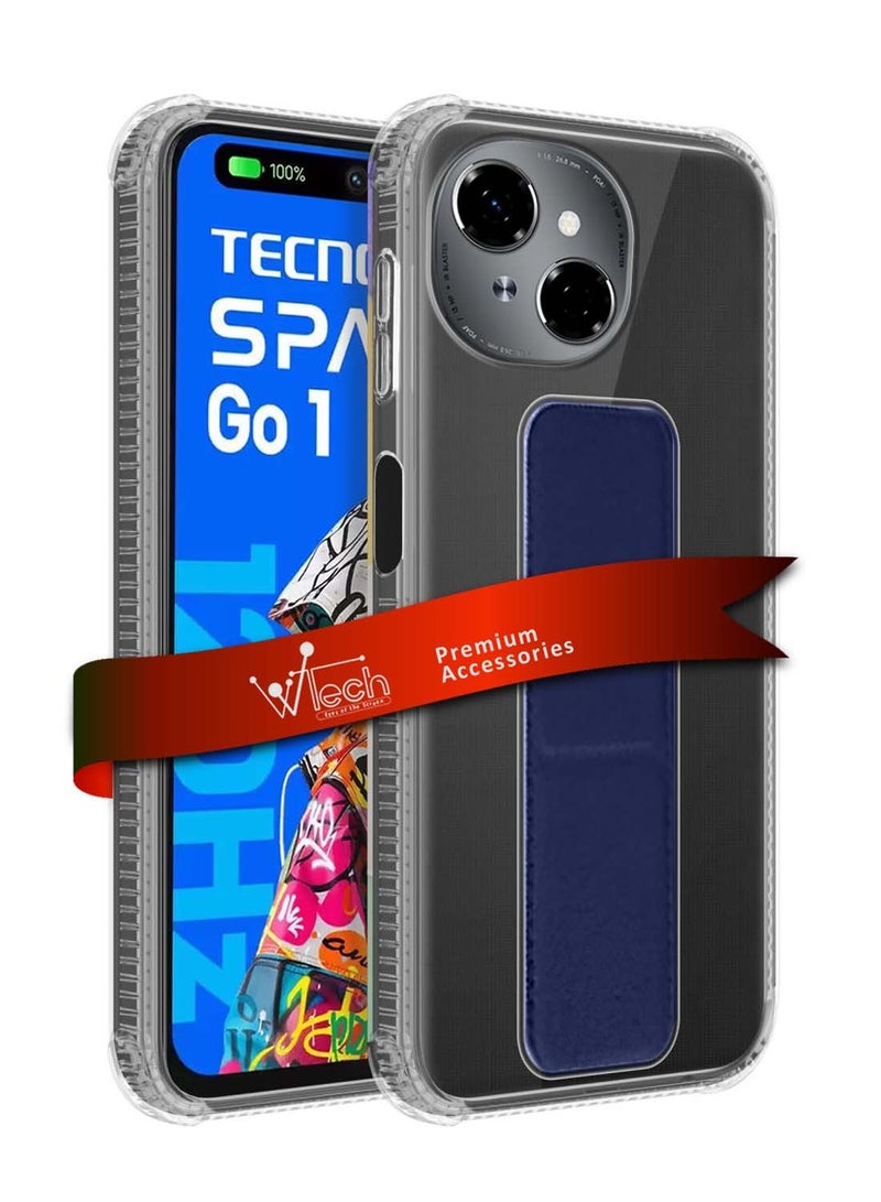 Wtech Tecno Spark Go 1 4G 2024 TPU Hand Grip Air Pillow Case Cover - Clear/Navy Blue - Image 1