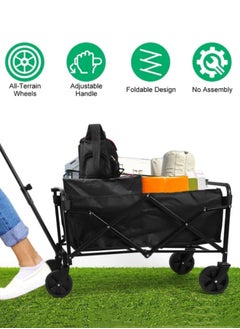 HXDream Folding Wagon Garden Cart Folding Trolley Cart Outdoor Wagon Collapsible With Removable Fabric Festival Garden Camping Picnic Cart Supports Max 100KG Capacity Transport Trailer  - Image 5