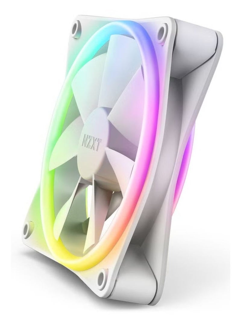 NZXT F120 RGB Duo Triple Pack 120mm PWM Dual-Sided RGB Fans, 3-Pack with RGB Controller, 20 Individually Addressable LEDs per Fan, Fluid Dynamic Bearing, Low-Noise Rubber Dampeners, CAM Software Control, White | RF-D12TF-W1 - Image 2