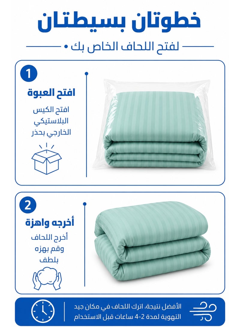 Premium Stripe Comforter Bedding Set in Sea Green with Fitted Bedsheet & Pillow Covers, Soft Luxury Bed Set for Single, Full, Queen & King Size - Image 5