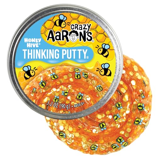 Crazy Aarons Thinking Putty Honey Hive Clear Sensory Putty for Kids and Grown ups in a 4 Tin Creative and Endless Fun Stress Relief Therapy Toys Never Dries Out Made in USA - Image 1