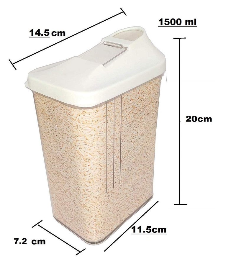 ShopoBox Easy Flow Plastic Kitchen Storage Jars Container Set Transparent 1500 ML Set of 4 Multi Color - Image 2