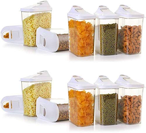 ShopoBox Easy Flow Plastic Kitchen Storage Jars Container Set Transparent 1500 ML Set of 4 Multi Color - Image 5