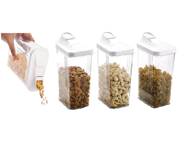 ShopoBox Easy Flow Plastic Kitchen Storage Jars Container Set Transparent 1500 ML Set of 4 Multi Color - Image 1