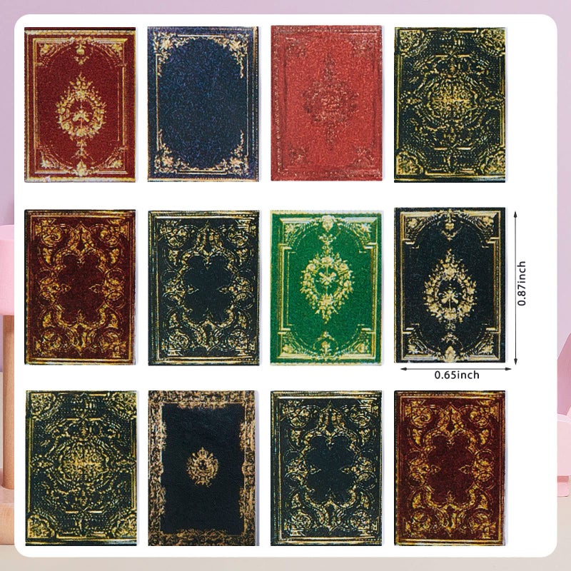 Skylety 24 Pieces 1:12 Scale Miniatures Dollhouse Books Assorted Miniatures Dollhouse Accessories Small Books Decoration Accessories Doll Toy Supplies(Printed Style) - Image 3