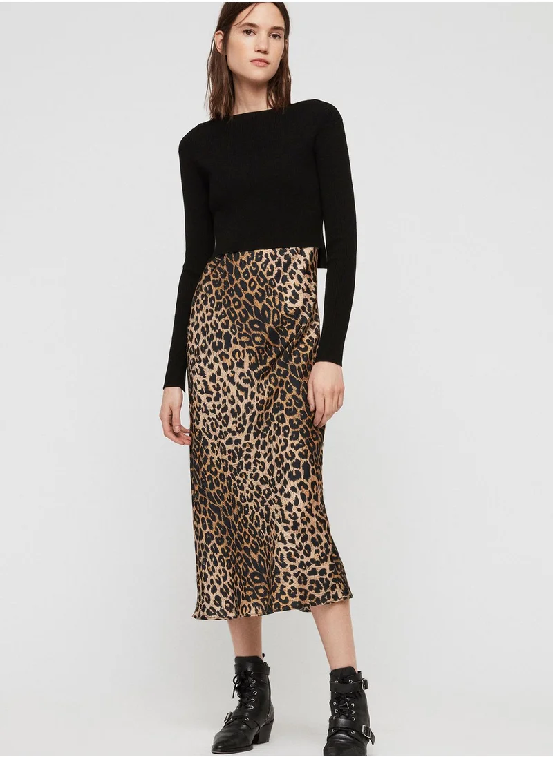 all saints Hera Leopard Print Skirt Dress