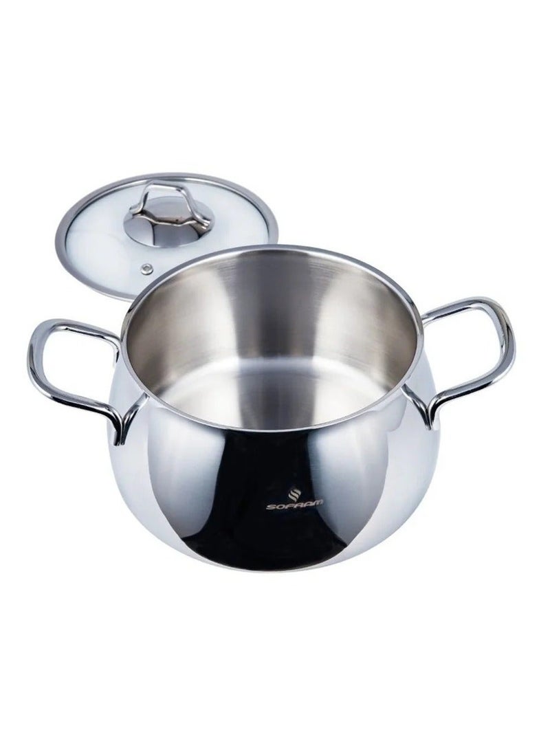 Sofram Haigh Quality Turkish Stainless Cookware Set With Glass Lid 8 Pcs - Image 4